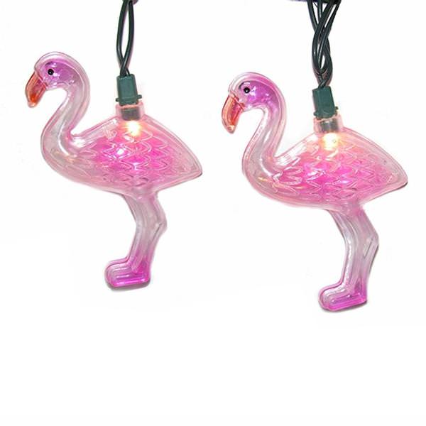 10 Light Green Wire Flamingo String Set